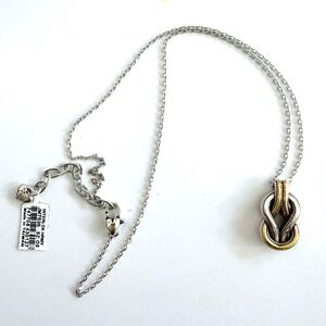 NWT Brighton Interlock Harmony Two Tone Petite Necklace Gold Silver Chain